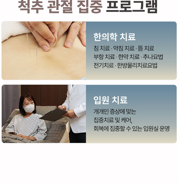 척추관절 집중 프로그램 운영, 한의학 치료, 입원 치료