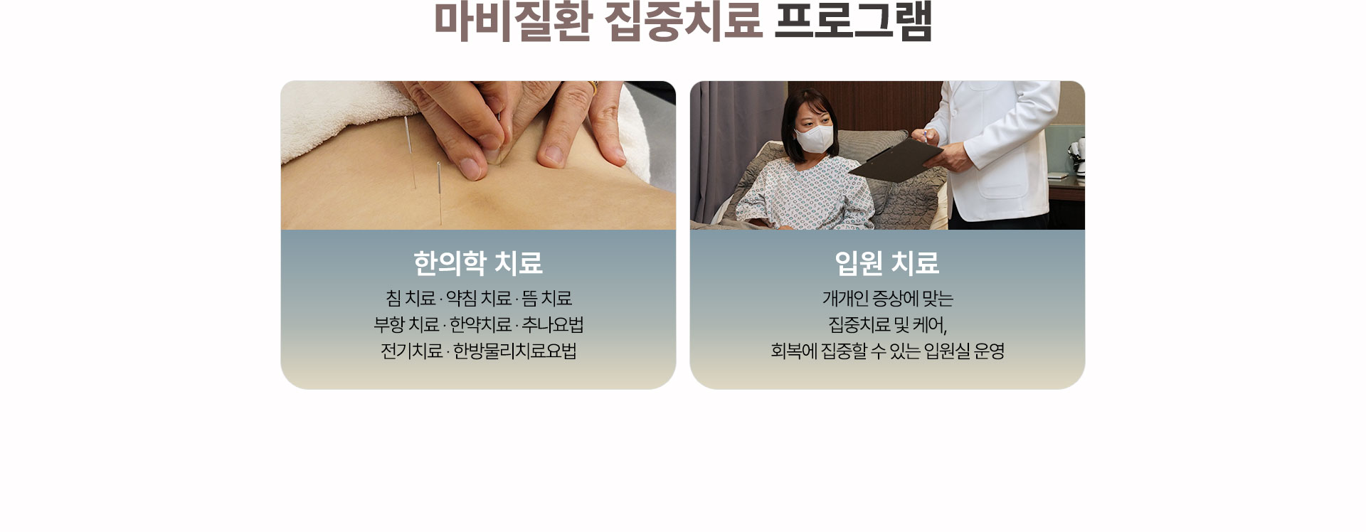 마비질환 집중치료 프로그램 운영, 한의학 치료, 입원 치료